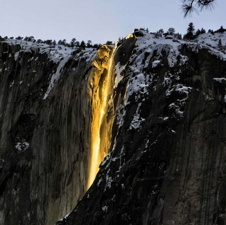 View of Yosemite fire-fall